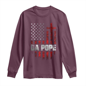 Da Pope Leo XIV Long Sleeve Shirt From America Chicago America US Flag TS10 Maroon Print Your Wear