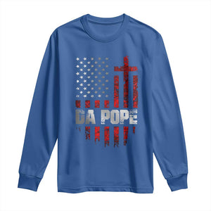Da Pope Leo XIV Long Sleeve Shirt From America Chicago America US Flag TS10 Royal Blue Print Your Wear
