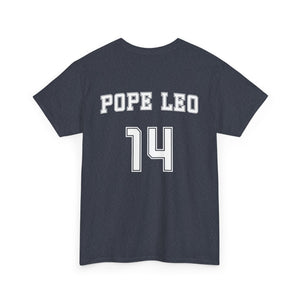 Da Pope Leo XIV Number 14 Custom Sports Jersey Back T Shirt TS02 Heather Navy Print Your Wear