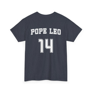 Da Pope Leo XIV Number 14 Custom Sports Jersey Back T Shirt TS02 Heather Navy Print Your Wear