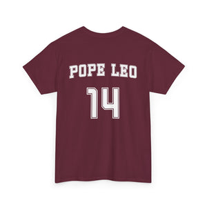 Da Pope Leo XIV Number 14 Custom Sports Jersey Back T Shirt TS02 Maroon Print Your Wear