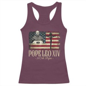 Da Pope Leo XIV Racerback Tank Top From America Chicago USA Flag Cross TS10 Maroon Print Your Wear