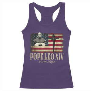 Da Pope Leo XIV Racerback Tank Top From America Chicago USA Flag Cross TS10 Purple Print Your Wear