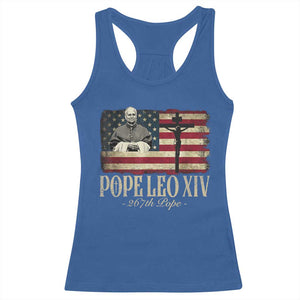 Da Pope Leo XIV Racerback Tank Top From America Chicago USA Flag Cross TS10 Royal Blue Print Your Wear