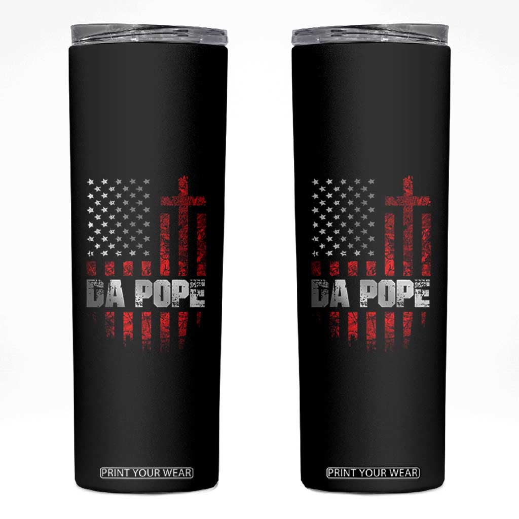 Da Pope Leo XIV Skinny Tumbler From America Chicago America US Flag TS10 Black Print Your Wear