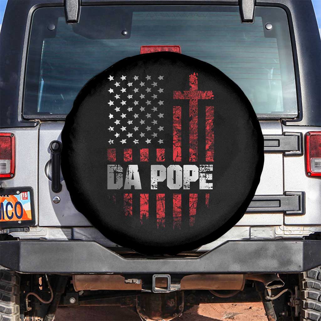 Da Pope Leo XIV Spare Tire Cover From America Chicago America US Flag TS10 No hole Black Print Your Wear