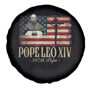 Da Pope Leo XIV Spare Tire Cover From America Chicago USA Flag Cross TS10 Print Your Wear