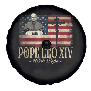 Da Pope Leo XIV Spare Tire Cover From America Chicago USA Flag Cross TS10 Print Your Wear