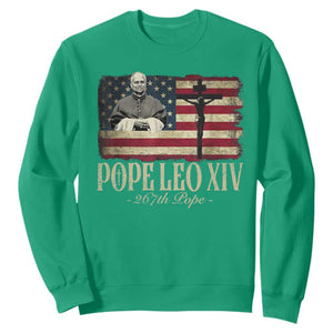Da Pope Leo XIV Sweatshirt From America Chicago USA Flag Cross TS10 Irish Green Print Your Wear