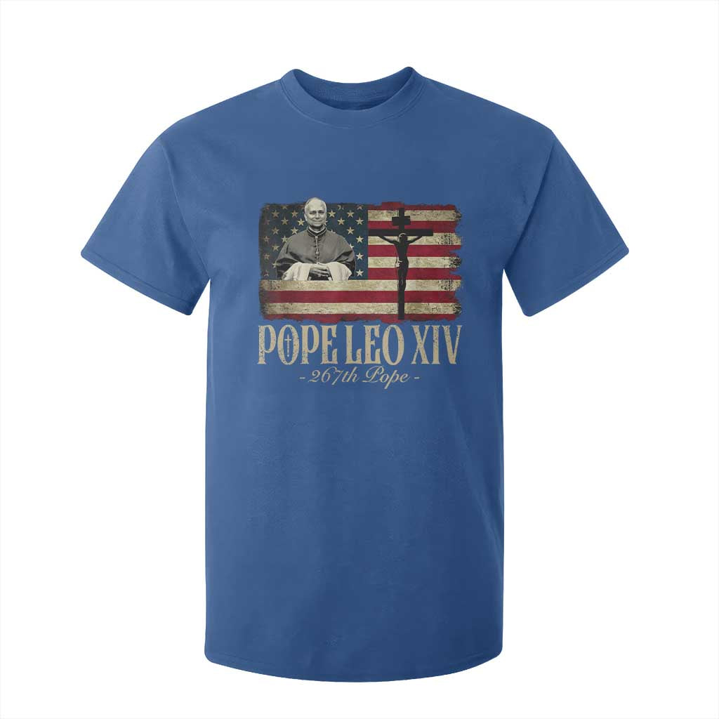 Da Pope Leo XIV T Shirt For Kid From America Chicago USA Flag Cross TS10 Royal Blue Print Your Wear