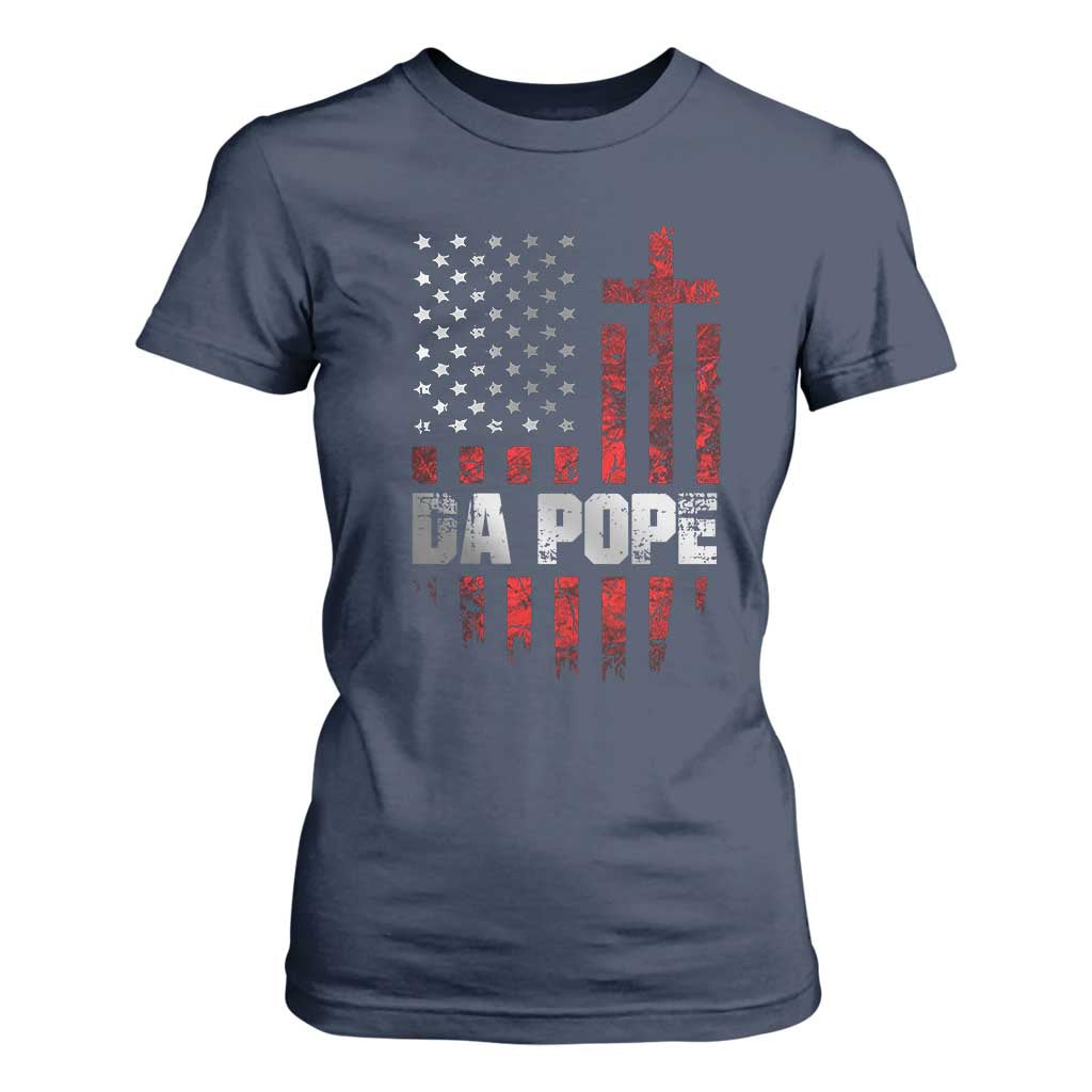 Da Pope Leo XIV T Shirt For Women From America Chicago America US Flag TS10 Navy Print Your Wear