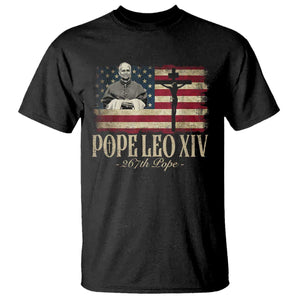 Da Pope Leo XIV T Shirt From America Chicago USA Flag Cross TS10 Black Print Your Wear