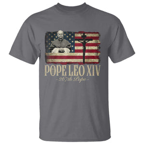 Da Pope Leo XIV T Shirt From America Chicago USA Flag Cross TS10 Charcoal Print Your Wear