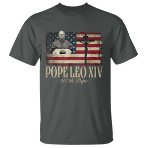 Da Pope Leo XIV T Shirt From America Chicago USA Flag Cross TS10 Dark Heather Print Your Wear