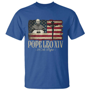 Da Pope Leo XIV T Shirt From America Chicago USA Flag Cross TS10 Royal Blue Print Your Wear