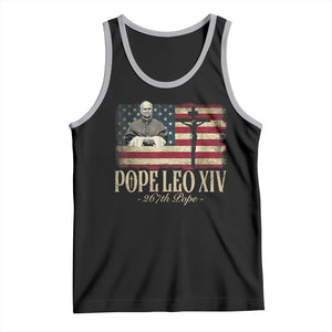 Da Pope Leo XIV Tank Top From America Chicago USA Flag Cross TS10 Black Athletic Heather Print Your Wear