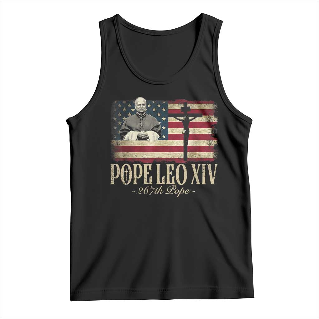 Da Pope Leo XIV Tank Top From America Chicago USA Flag Cross TS10 Black Print Your Wear