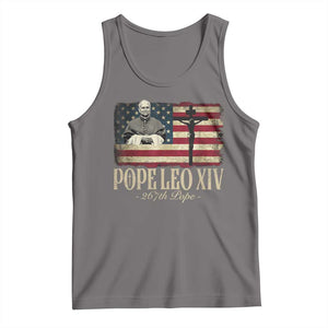 Da Pope Leo XIV Tank Top From America Chicago USA Flag Cross TS10 Deep Heather Print Your Wear