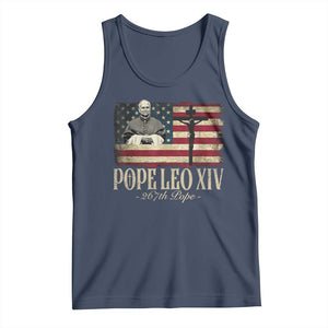 Da Pope Leo XIV Tank Top From America Chicago USA Flag Cross TS10 Navy Print Your Wear