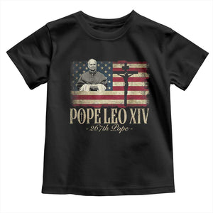 Da Pope Leo XIV Toddler T Shirt From America Chicago USA Flag Cross TS10 Black Print Your Wear