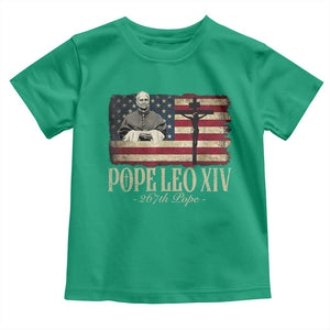 Da Pope Leo XIV Toddler T Shirt From America Chicago USA Flag Cross TS10 Irish Green Print Your Wear