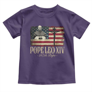 Da Pope Leo XIV Toddler T Shirt From America Chicago USA Flag Cross TS10 Purple Print Your Wear