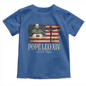 Da Pope Leo XIV Toddler T Shirt From America Chicago USA Flag Cross TS10 Royal Blue Print Your Wear