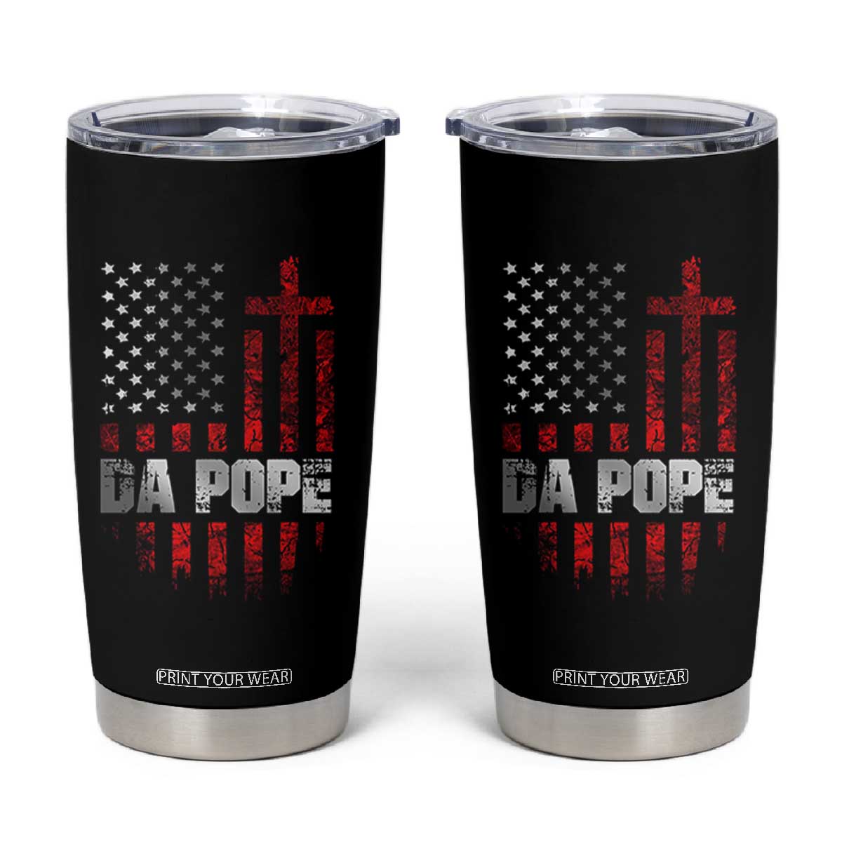 Da Pope Leo XIV Tumbler Cup From America Chicago America US Flag TS10 Black Print Your Wear