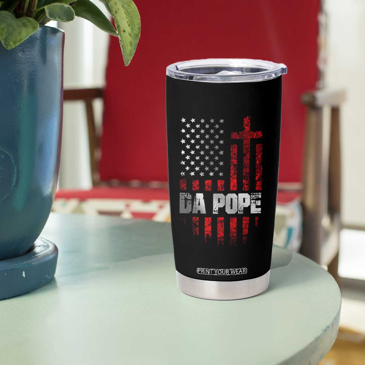 Da Pope Leo XIV Tumbler Cup From America Chicago America US Flag TS10 Print Your Wear