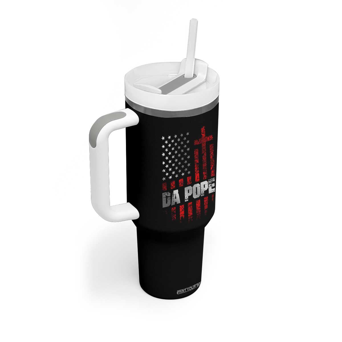 Da Pope Leo XIV Tumbler With Handle From America Chicago America US Flag TS10 Print Your Wear