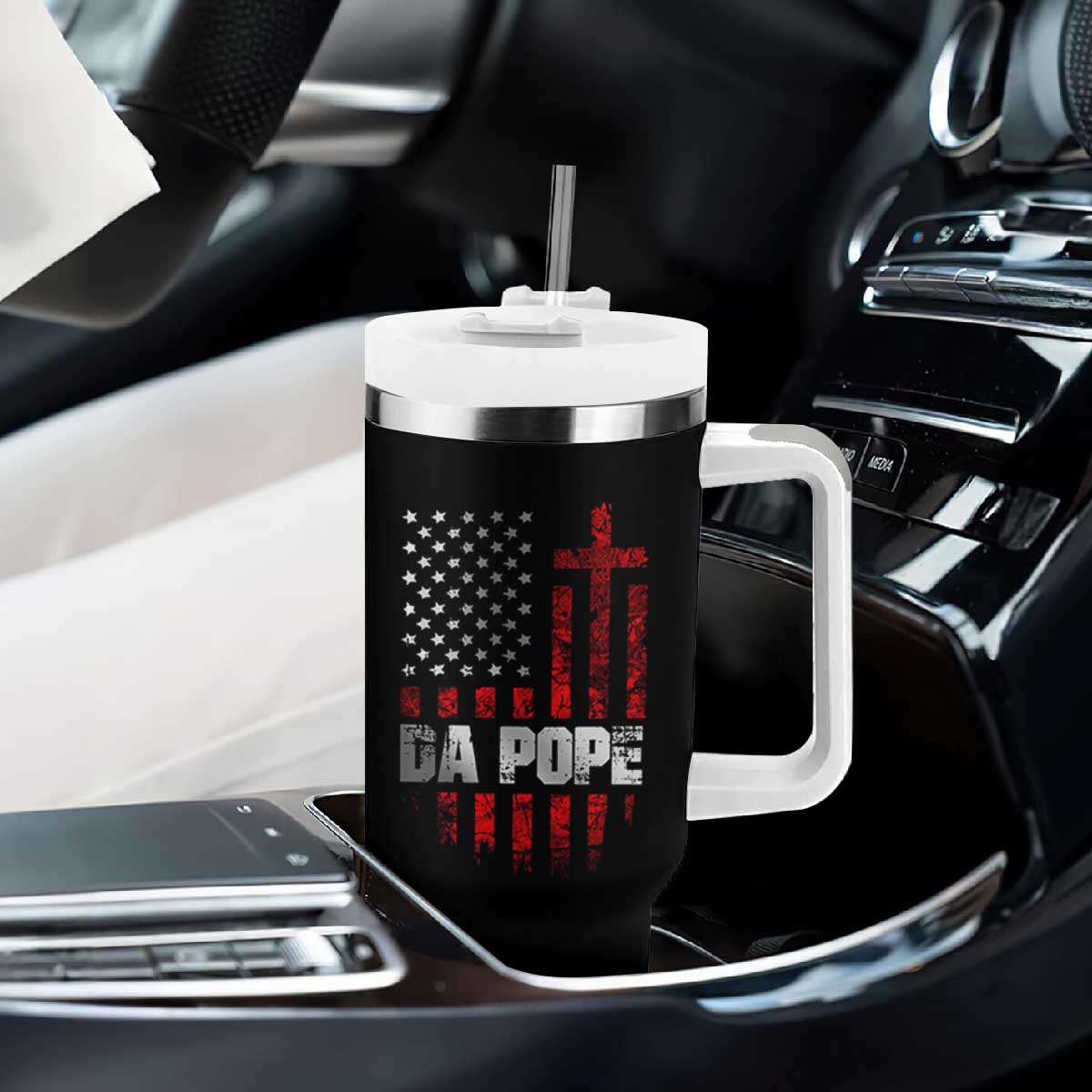 Da Pope Leo XIV Tumbler With Handle From America Chicago America US Flag TS10 Print Your Wear