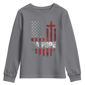 Da Pope Leo XIV Youth Sweatshirt From America Chicago America US Flag TS10 Charcoal Print Your Wear