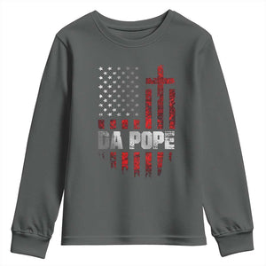 Da Pope Leo XIV Youth Sweatshirt From America Chicago America US Flag TS10 Dark Heather Print Your Wear