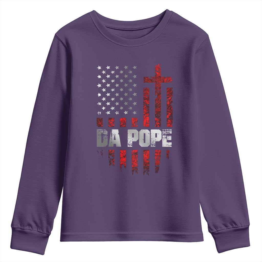 Da Pope Leo XIV Youth Sweatshirt From America Chicago America US Flag TS10 Purple Print Your Wear