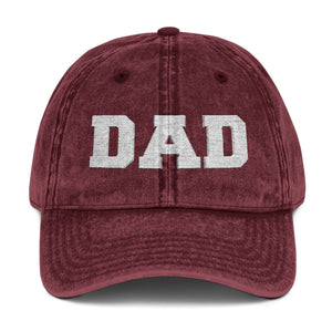 Dad Embroidered Vintage Baseball Cap – Distressed Hat for Father’s Day TS02 Classic Cap Universal Fit Burgundy Printyourwear