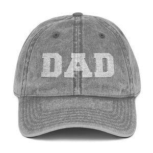 Dad Embroidered Vintage Baseball Cap – Distressed Hat for Father’s Day TS02 Classic Cap Universal Fit Gray Black Printyourwear