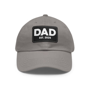 Dad Est 2025 Leather Patch Baseball Cap New Dad Hat Fathers Day Gift TS02 Universal Fit Gray Black Print Your Wear