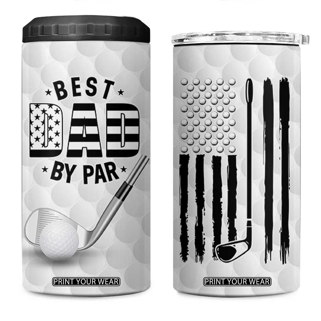 Dad Golf 4 in 1 Can Cooler Tumbler Best Dad By Par Golf Ball Texture American Flag TB10 One Size: 16 oz White Print Your Wear