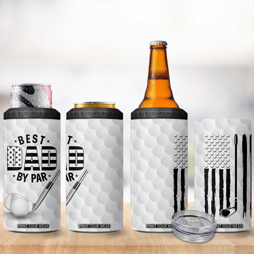 Dad Golf 4 in 1 Can Cooler Tumbler Best Dad By Par Golf Ball Texture American Flag TB10 Print Your Wear