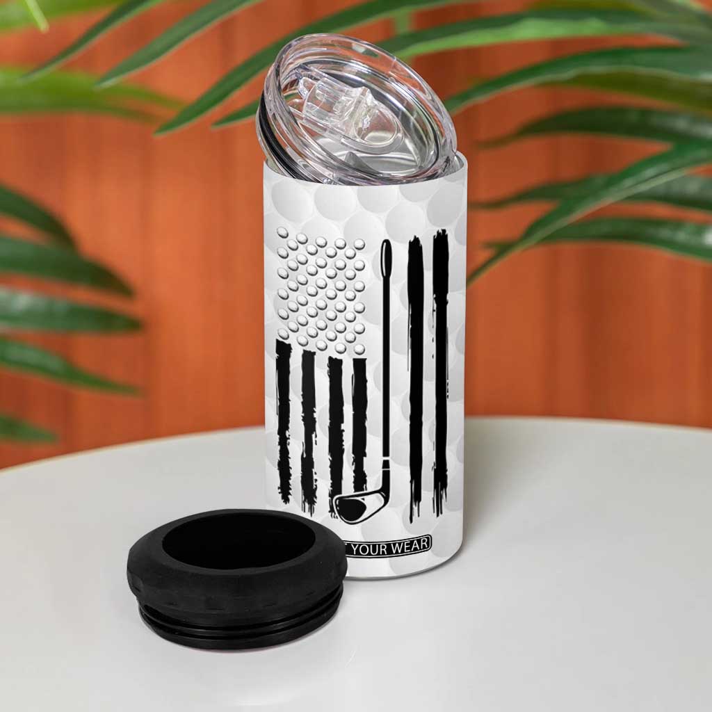 Dad Golf 4 in 1 Can Cooler Tumbler Best Dad By Par Golf Ball Texture American Flag TB10 Print Your Wear