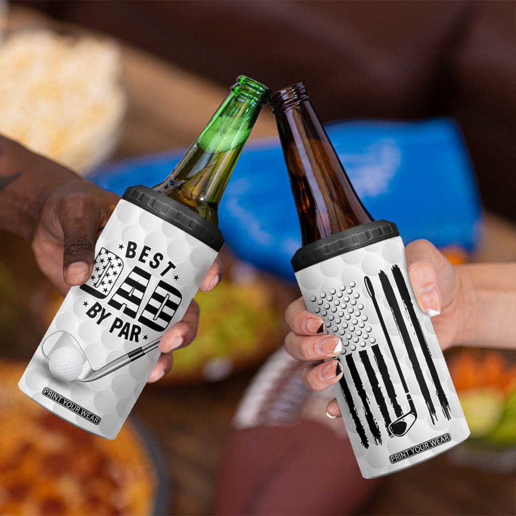 Dad Golf 4 in 1 Can Cooler Tumbler Best Dad By Par Golf Ball Texture American Flag TB10 Print Your Wear