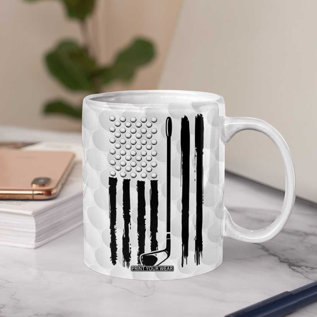 Dad Golf Coffee Mug Best Dad By Par Golf Ball Texture American Flag TB10 Print Your Wear