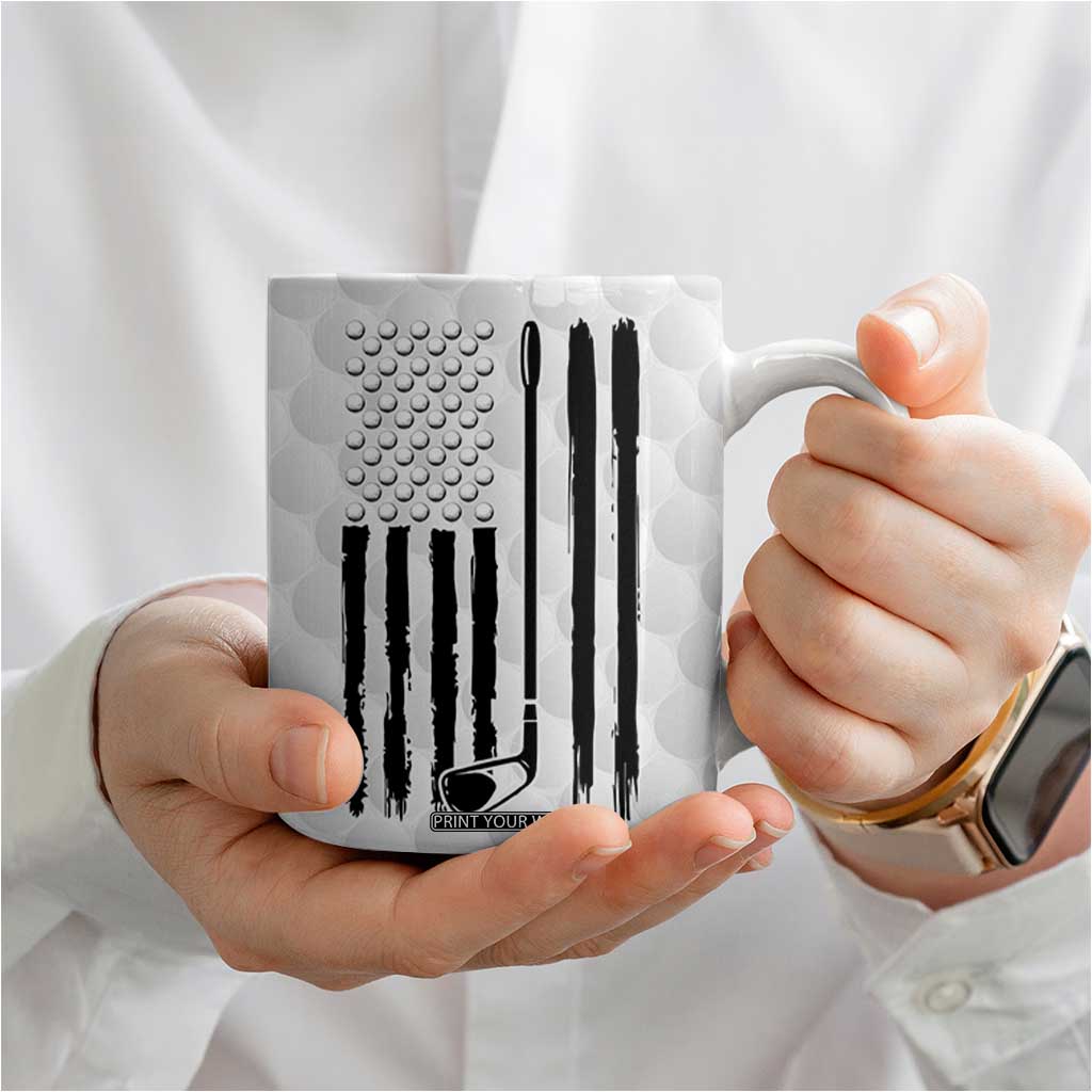 Dad Golf Coffee Mug Best Dad By Par Golf Ball Texture American Flag TB10 Print Your Wear