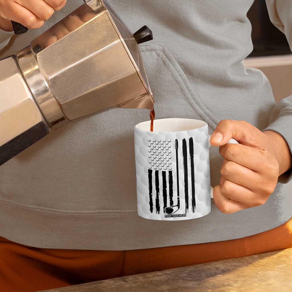 Dad Golf Coffee Mug Best Dad By Par Golf Ball Texture American Flag TB10 Print Your Wear