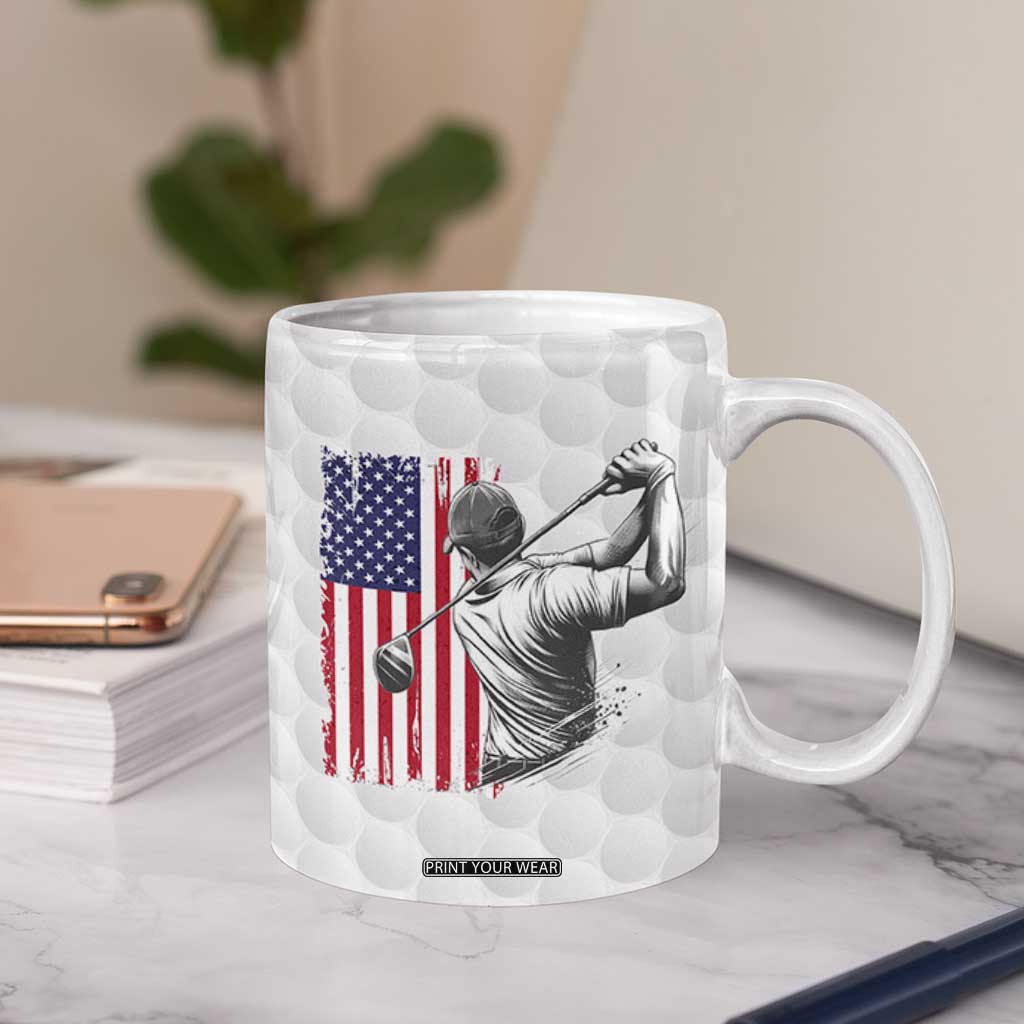 Dad Golf Coffee Mug Best Dad By Par Golfing Golfer American Flag Fathers Day TB10 Print Your Wear