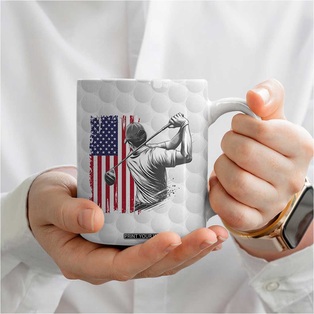 Dad Golf Coffee Mug Best Dad By Par Golfing Golfer American Flag Fathers Day TB10 Print Your Wear