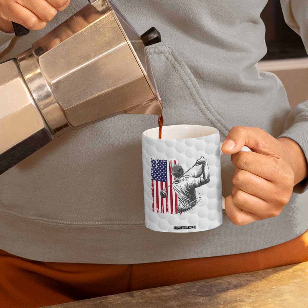 Dad Golf Coffee Mug Best Dad By Par Golfing Golfer American Flag Fathers Day TB10 Print Your Wear