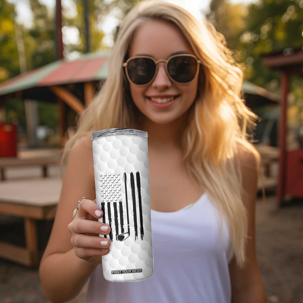 Dad Golf Skinny Tumbler Best Dad By Par Golf Ball Texture American Flag TB10 Print Your Wear