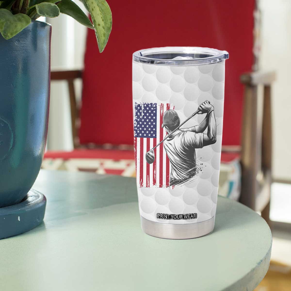 Dad Golf Tumbler Cup Best Dad By Par Golfing Golfer American Flag Fathers Day TB10 Print Your Wear