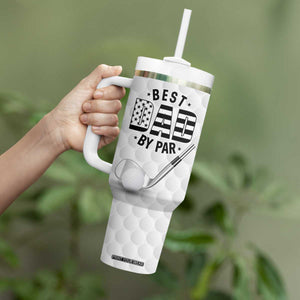 Dad Golf Tumbler With Handle Best Dad By Par Golf Ball Texture American Flag TB10 Print Your Wear